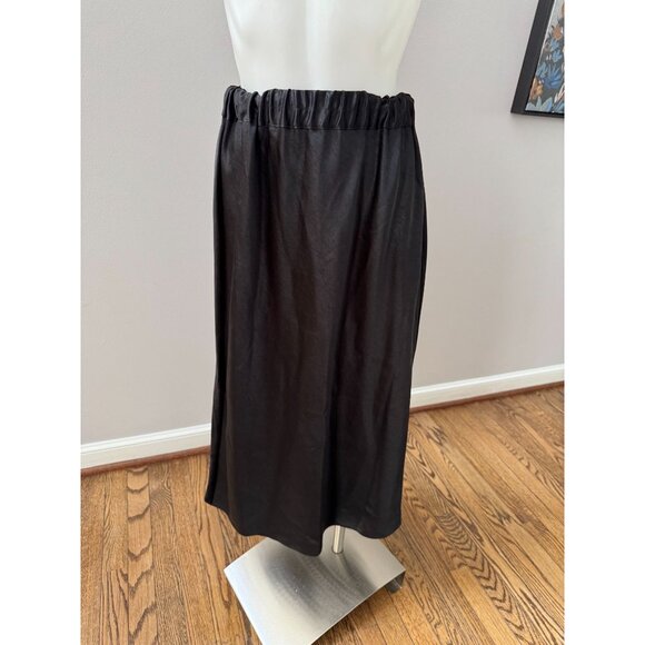 THEORY Easy Pull On Midi Skirt in Double Sateen Black Size Small - Picture 4 of 10